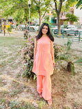 भू weave Cotton Peach Co-ord Set