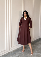 भू weave Espresso A-Line Dress