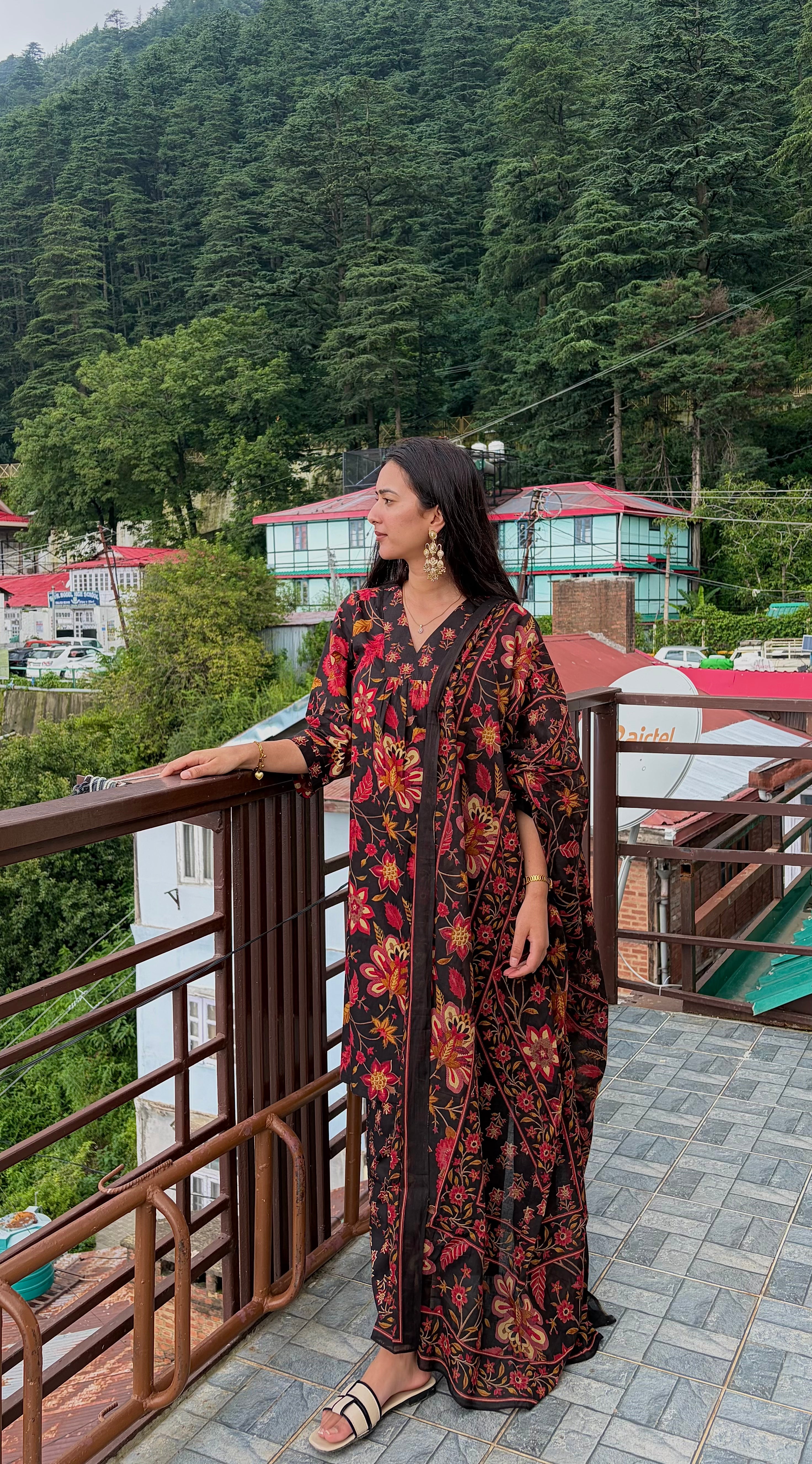 भू weave Cotton Handblock 3pc Kurta Set