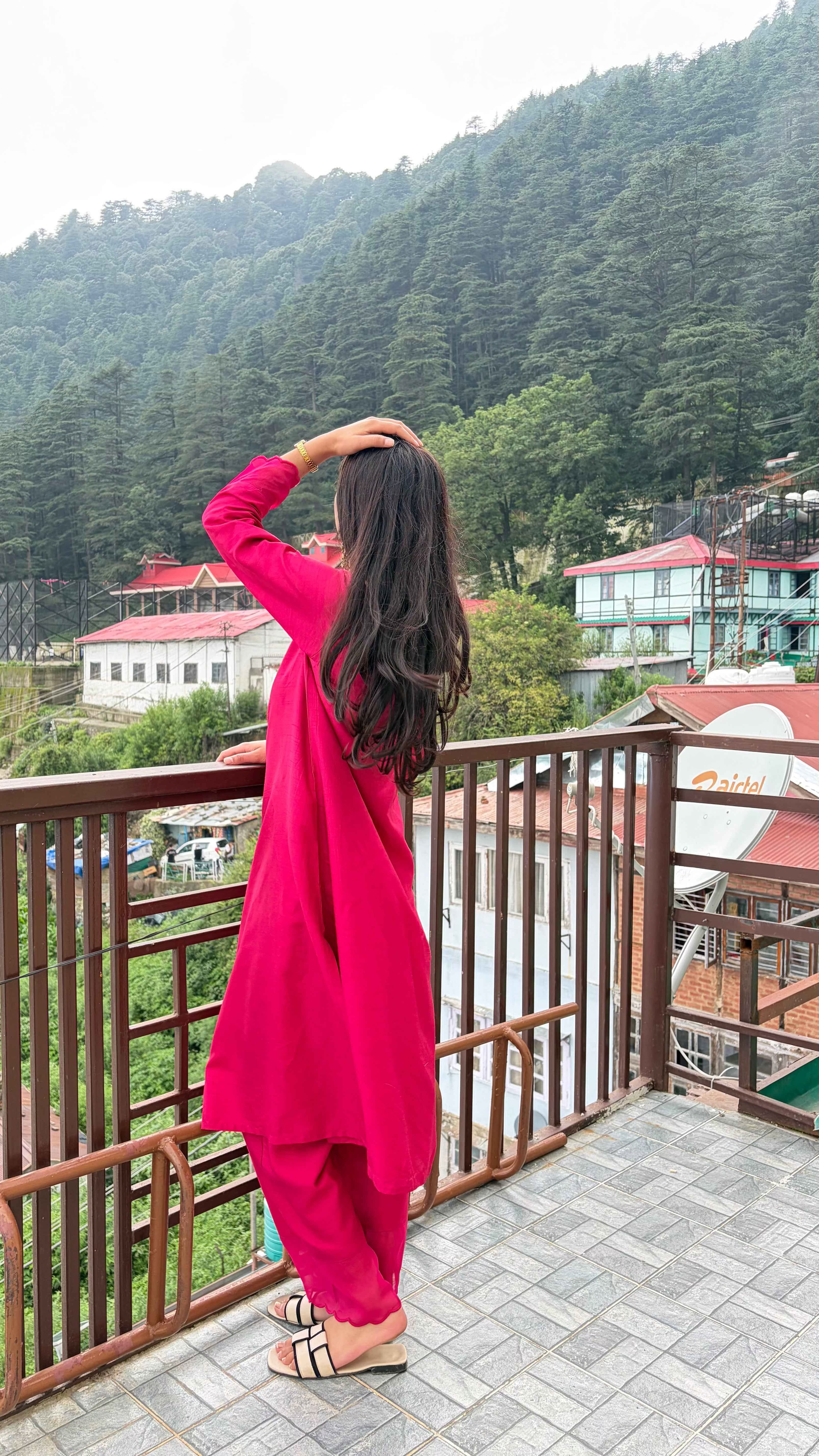 भू weave Hot Pink Silk Kurta Pant Set for Women