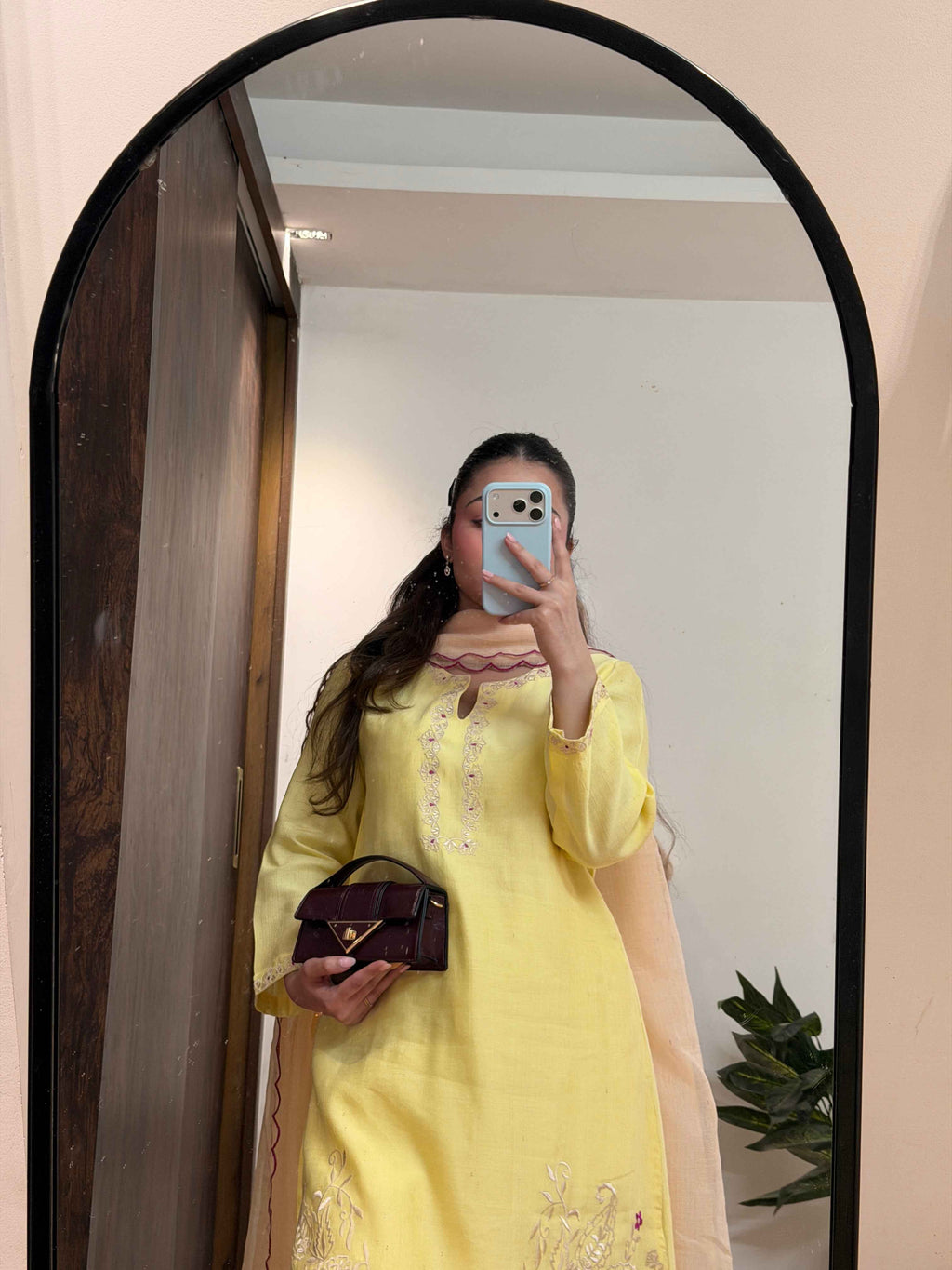 भू weave Sunshine Yellow Embroidered Kurta Pant Set with Dupatta for Women