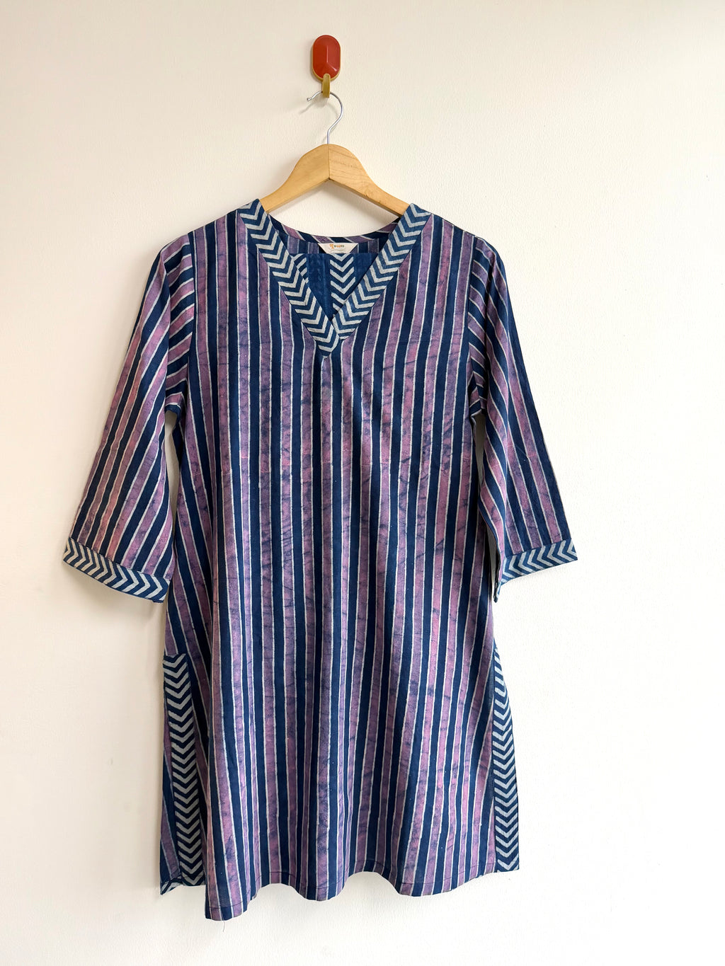 भू weave Indigo Cotton Stripe Kurta Pant Set