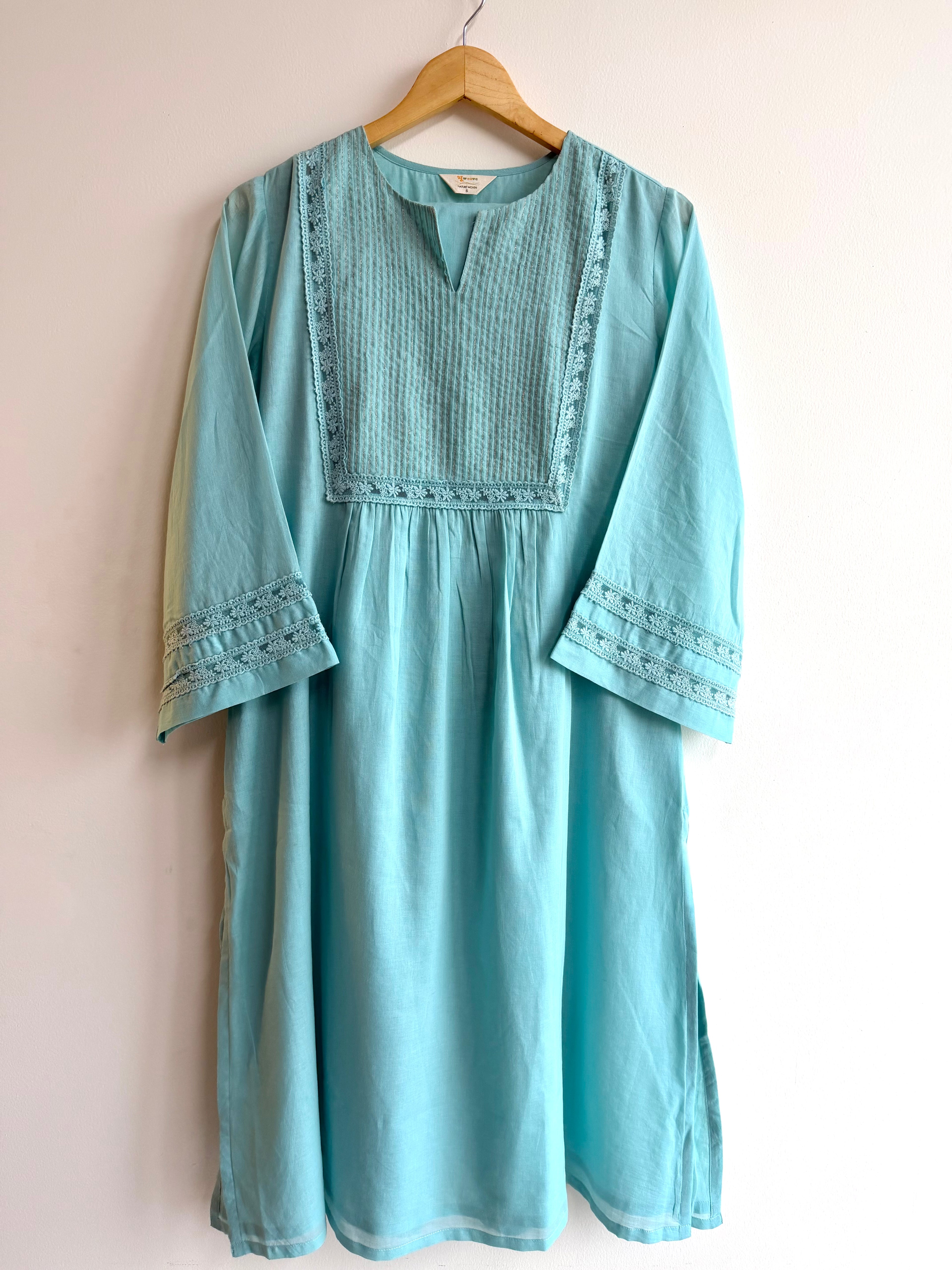 भू weave Cotton Blue Kurta Pant Set for Women