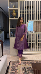 Raat Tara – Purple Tissue Stripe Kurta Set