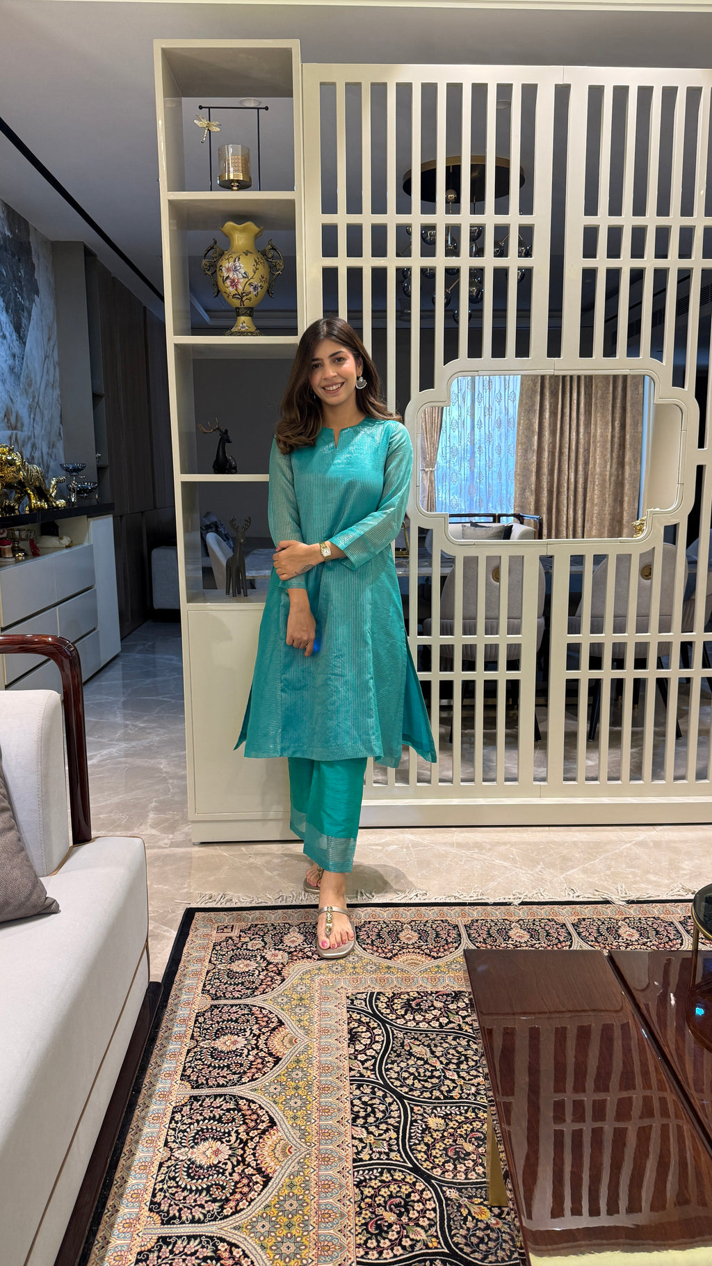 Raat Tara – Purple Tissue Stripe Kurta Set