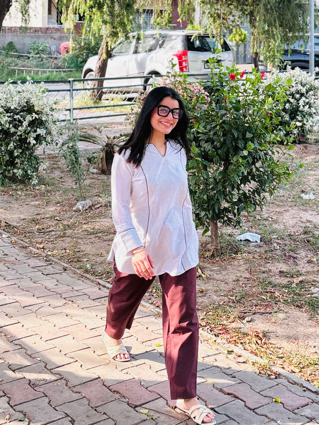 भू weave Cotton Stripe Kurta Pant Set