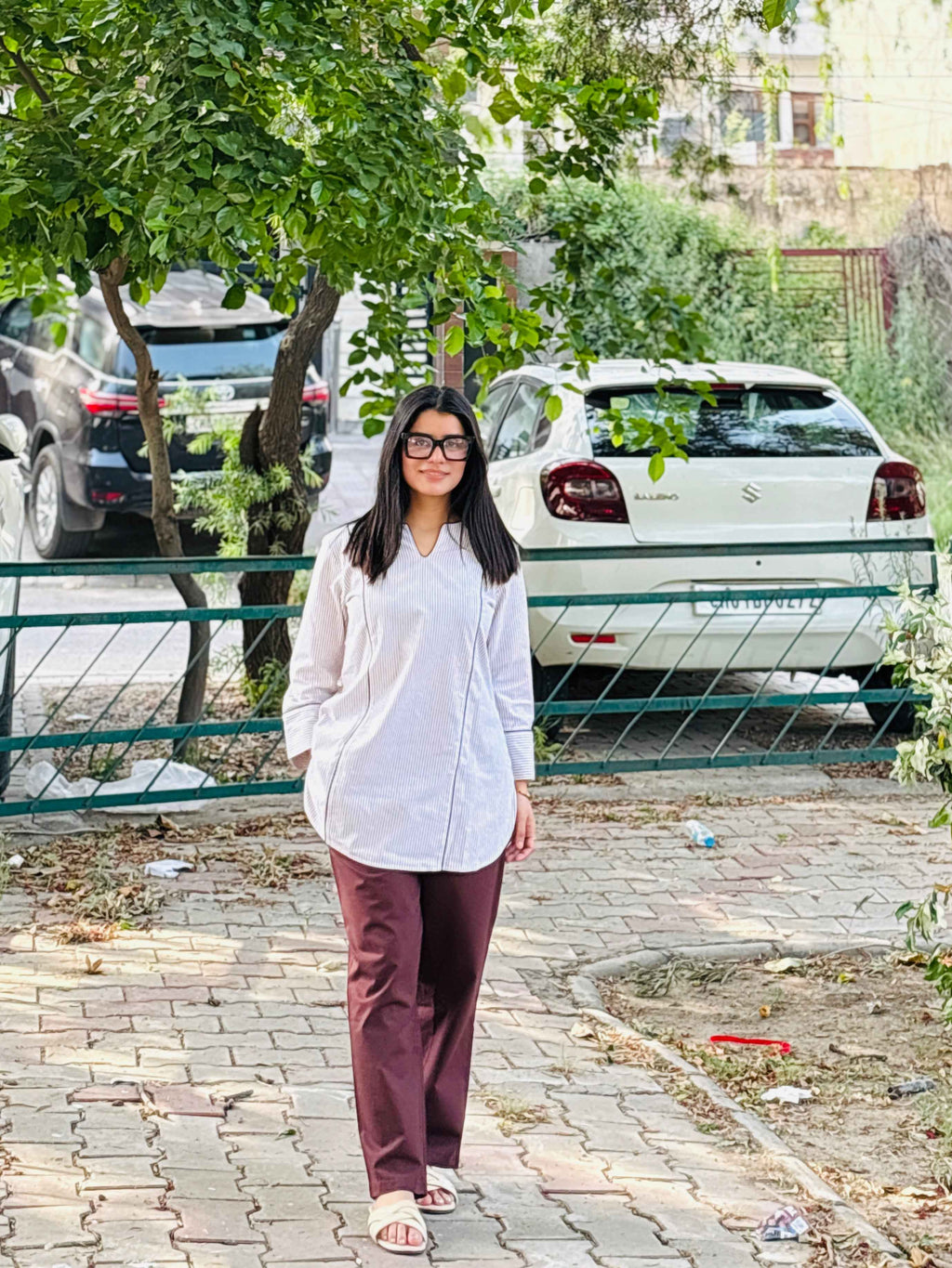 भू weave Cotton Stripe Kurta Pant Set