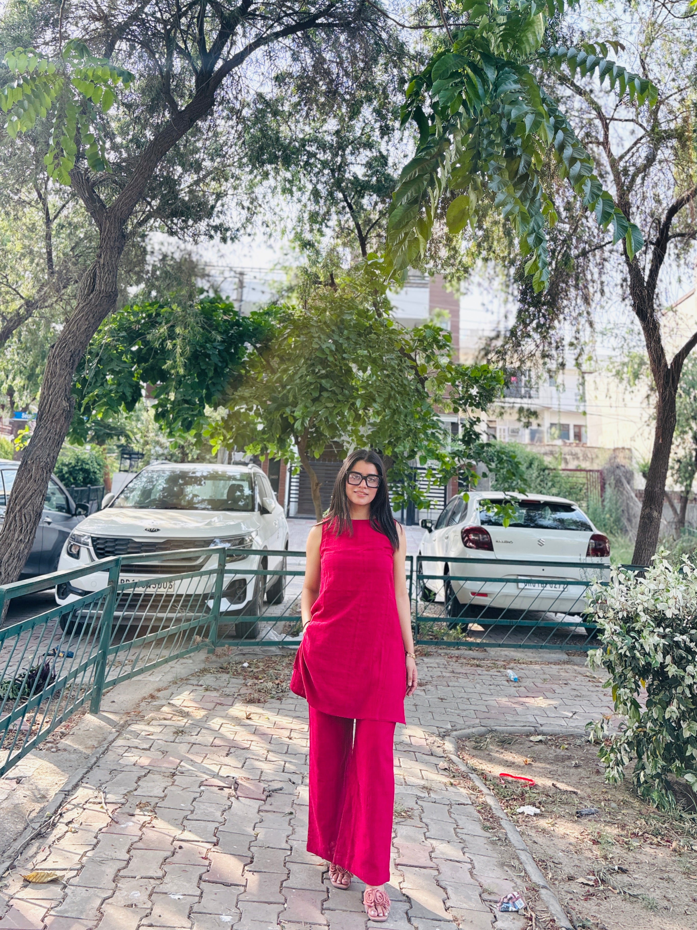 भू weave Cotton Dobby Cut Sleeve Co-ord Set