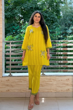 भू weave lime cotton co-ord set with embroidery for women