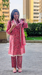 भू weave Cotton Handblock 3pc Kurta Set