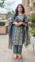भू weave Cotton Handblock 3pc Kurta Set