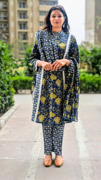 भू weave Cotton Handblock 3pc Kurta Set