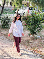भू weave Cotton Stripe Kurta Pant Set