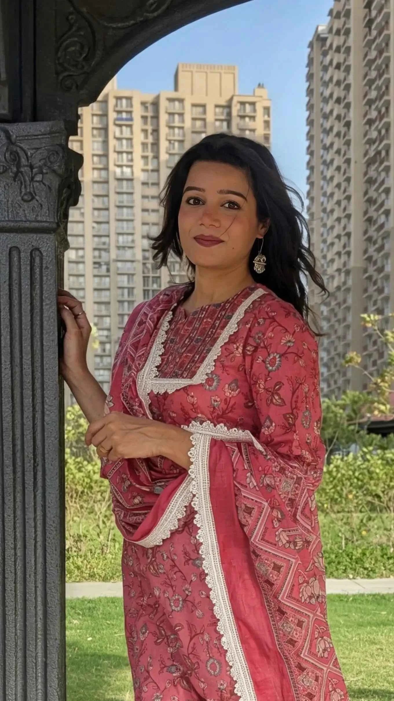 भू weave Cotton Handblock 3pc Suit Set