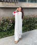 Gulabo – Off White Kurta Set with Rose Sleeves & Organza Dupatta