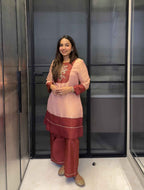 Gulnar – Peach & Rust Tissue Zari Embroidered Kurta Set