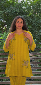 भू weave Lime Cotton Co-ord Set with Embroidery