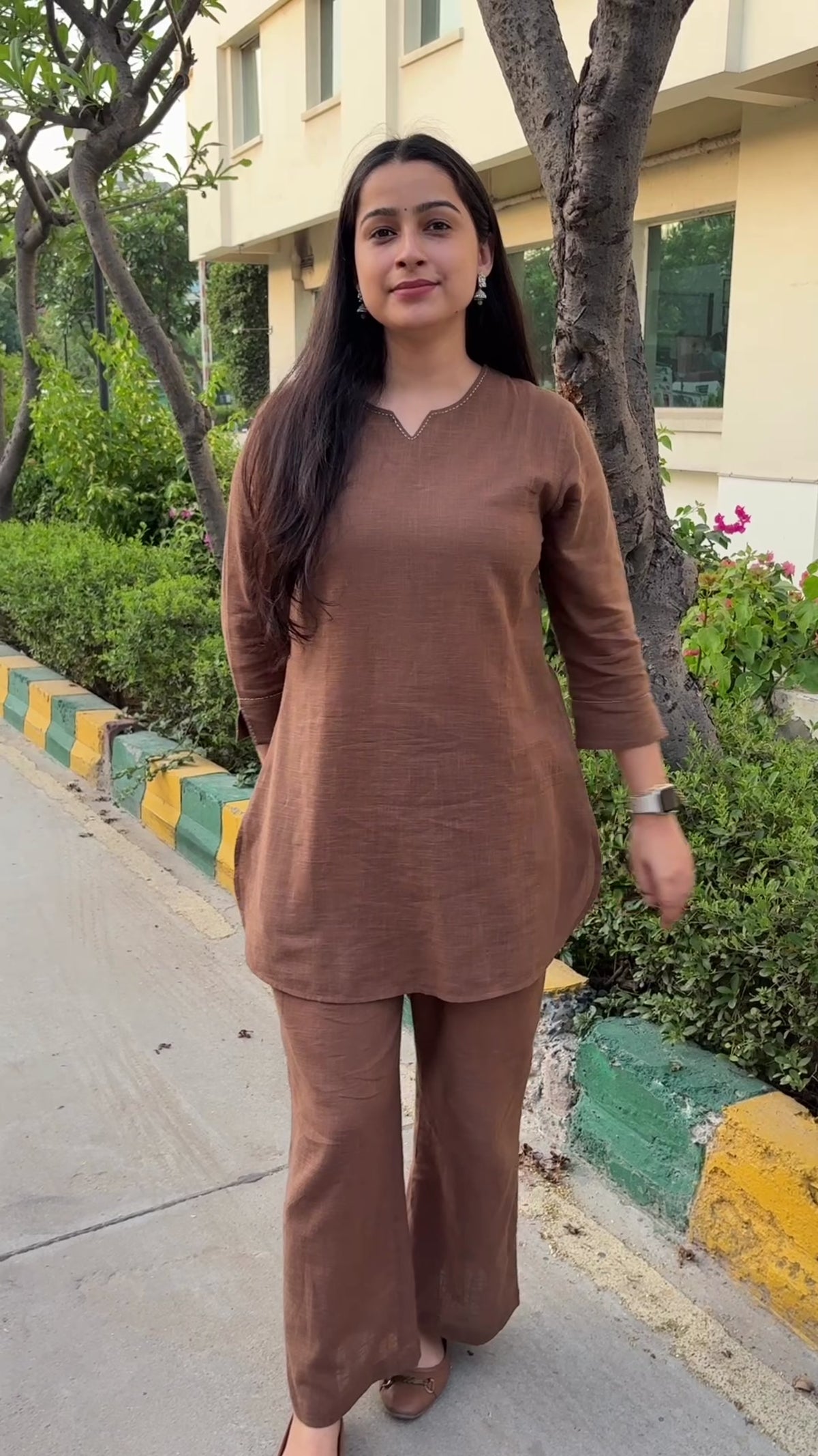 Sukoon — भू weave Brown Cotton Co-ord Set for Women